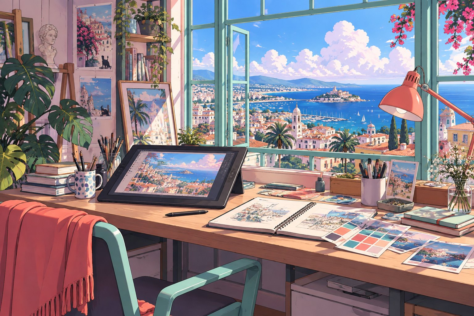 海边创作室主题插画